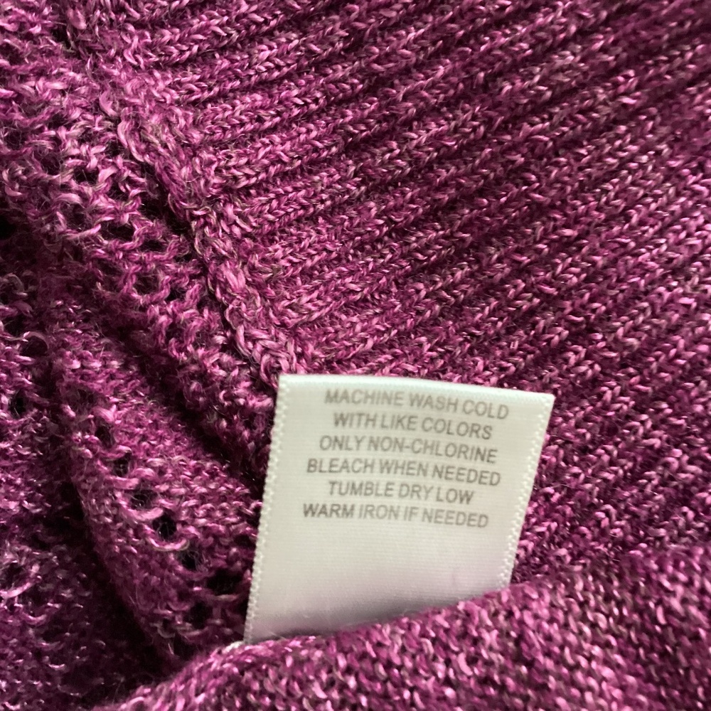 NWT DRESS BARN WOMAN 1X MELANGE PLUM CROCHET SWEATER VEST  V-NECK PULLOVER - Picture 9 of 11